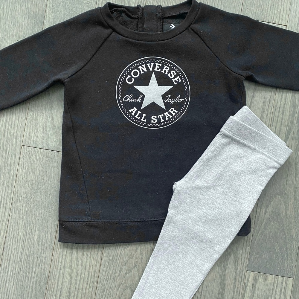 Converse sweater and leggings set for toddler girls
